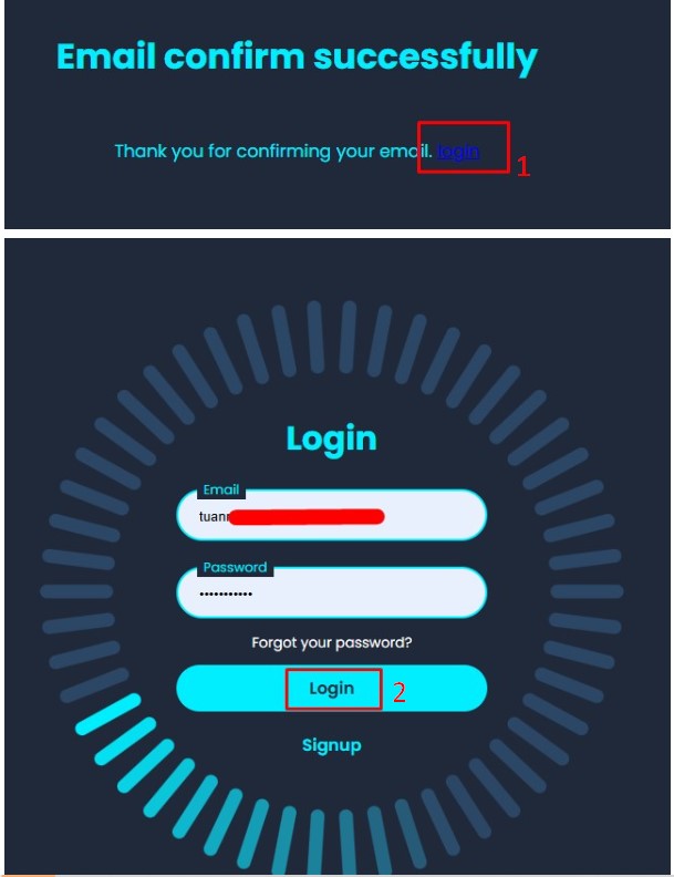 Đăng nhập tài khoản vào Shortnum